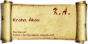 Krohn Ákos névjegykártya